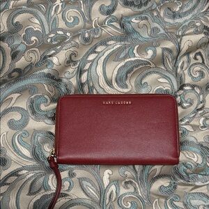 Marc Jacobs Deep Red Leather Wristlet Never Used